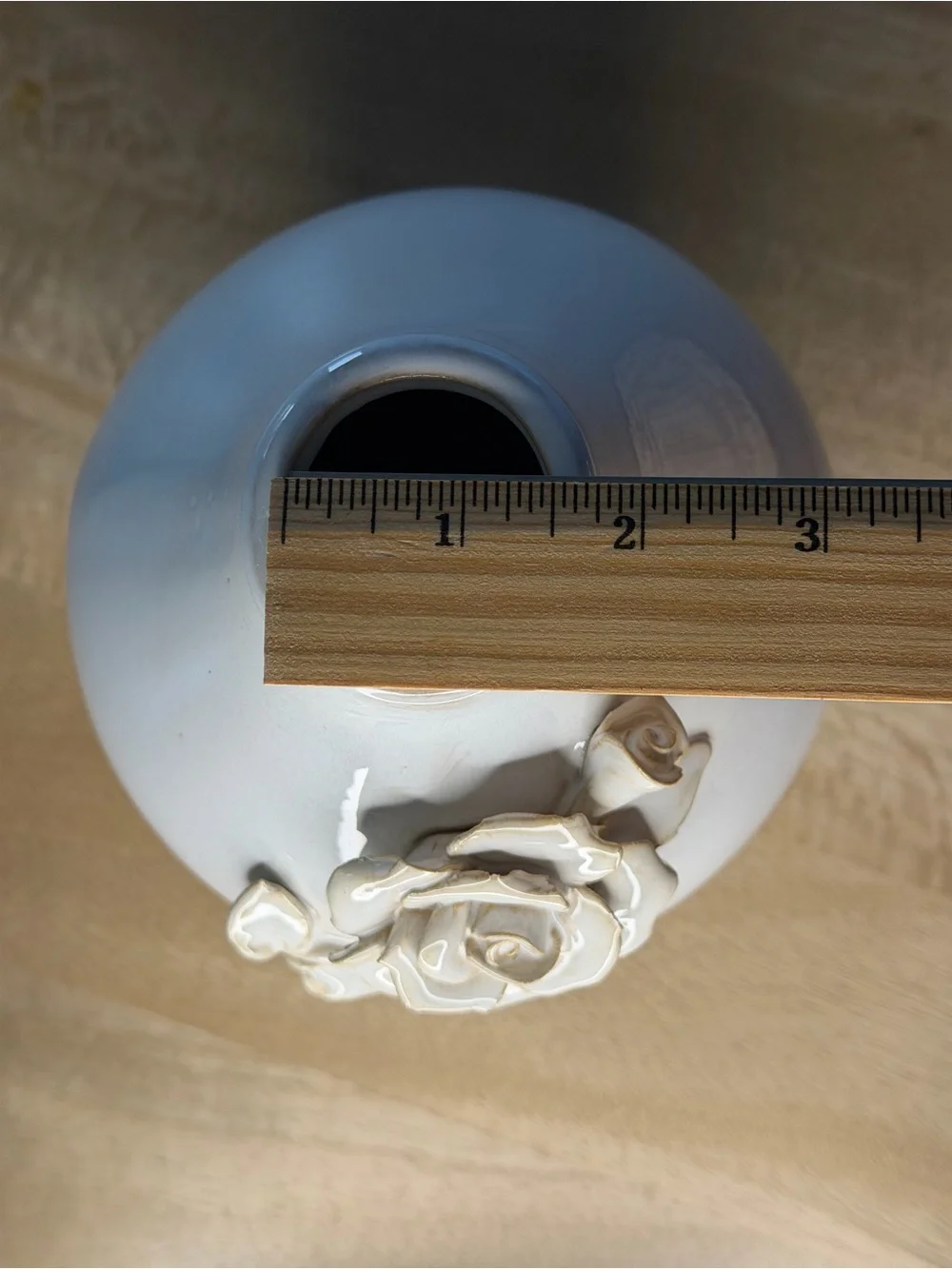 Decorative Creamy Off-White Ceramic Rose Accent Vase - Unbranded